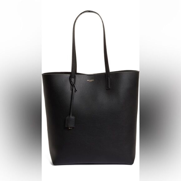 SAINT LAURENT North/South Leather Shopping Bag Tote w/ pouch - Picture 4 of 16